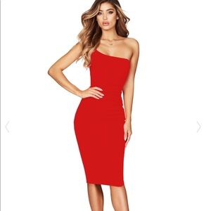 Nookie Red Lust One Shoulder Midi